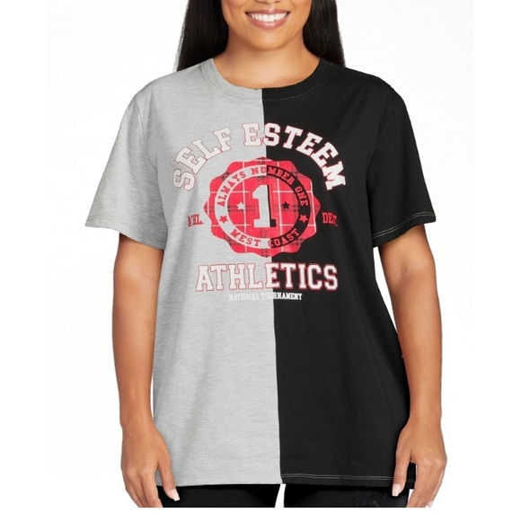 No Boundaries Graphic Print Self-Esteem Colorblocked Tee Junior’s Size M (7-9) - Picture 2 of 7